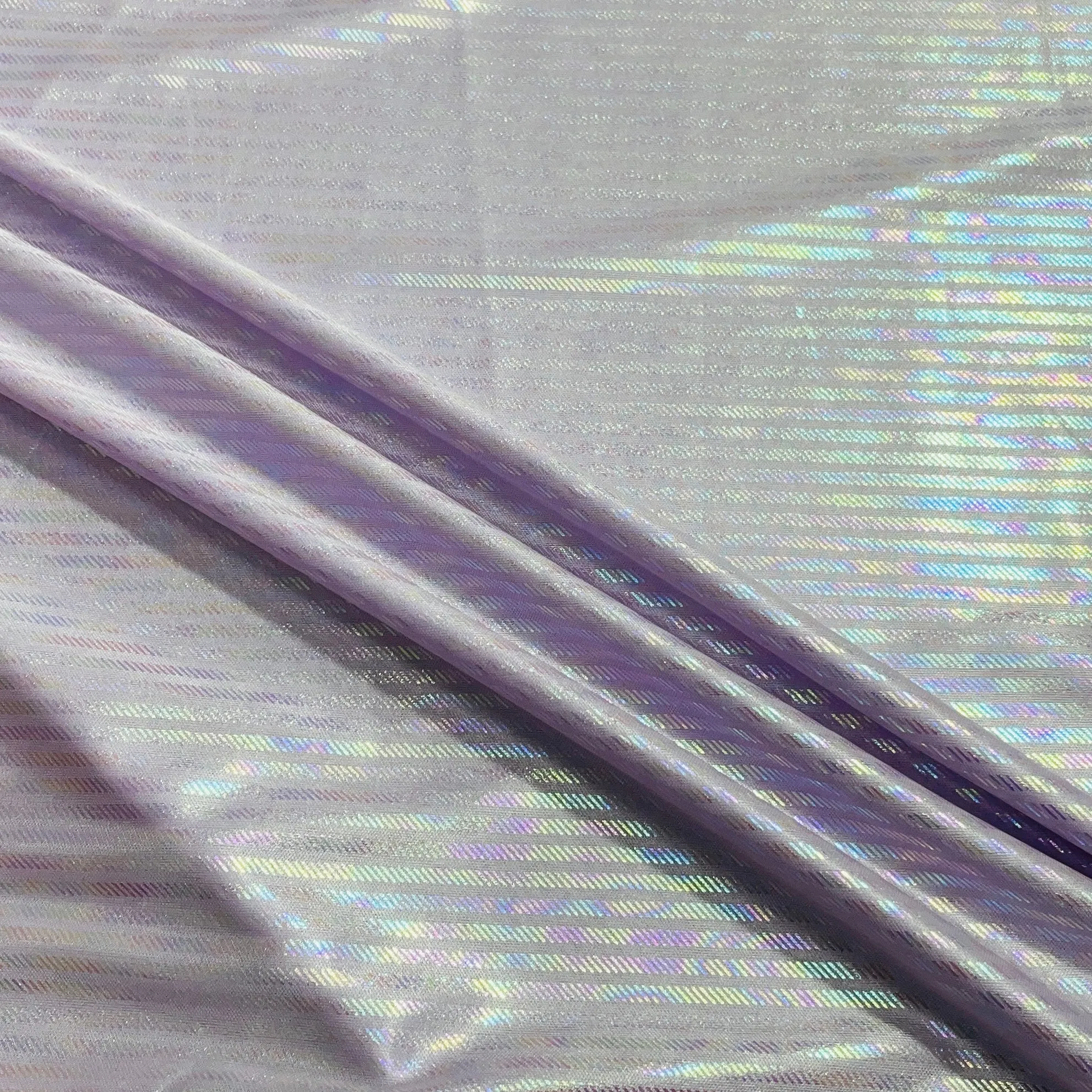 Purple Stripes 3D Rainbow With Lurex Knit Lycra Fabric