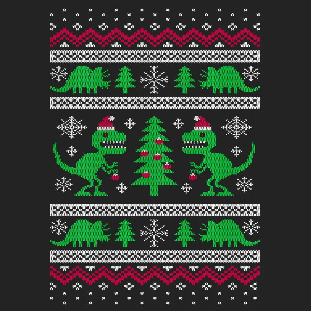 "Dino-mas" Dinosaur Christmas Crewneck Sweatshirt - Black