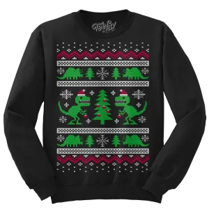 "Dino-mas" Dinosaur Christmas Crewneck Sweatshirt - Black