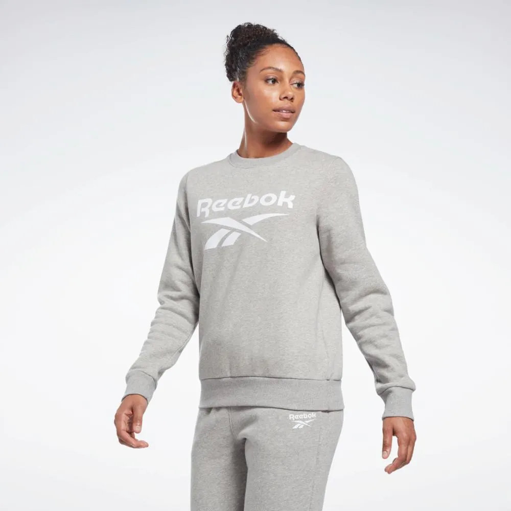 Reebok Apparel Women Reebok Identity Big Logo Fleece Crew Sweatshirt MEDIUM GREY HEATHER
