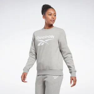 Reebok Apparel Women Reebok Identity Big Logo Fleece Crew Sweatshirt MEDIUM GREY HEATHER