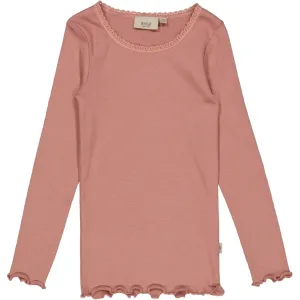 Rib T-Shirt Lace LS - rose cheeks