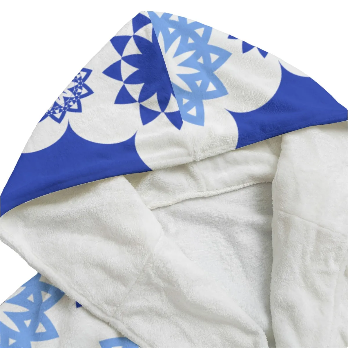 Sixty Eight 93 Logo Aqua Blue Unisex Flannel Hooded Bathrobe #7