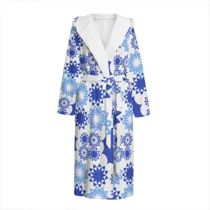 Sixty Eight 93 Logo Aqua Blue Unisex Flannel Hooded Bathrobe #7