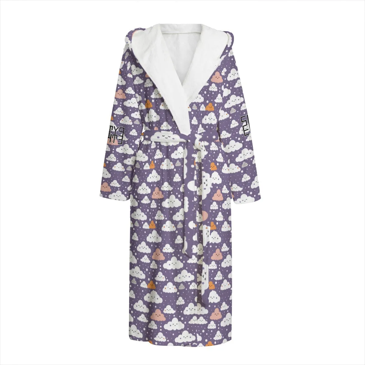 Sixty Eight 93 Logo Black & White Unisex Flannel Hooded Bathrobe #1