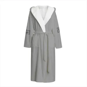 Sixty Eight 93 Logo Black Grey Unisex Flannel Hooded Bathrobe