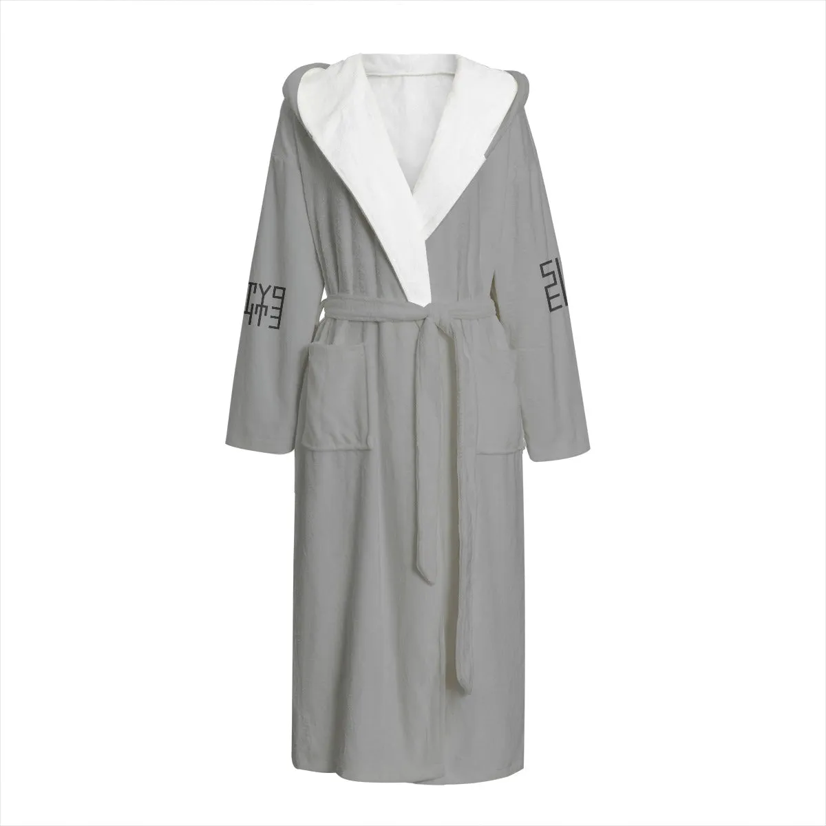 Sixty Eight 93 Logo Black Grey Unisex Flannel Hooded Bathrobe