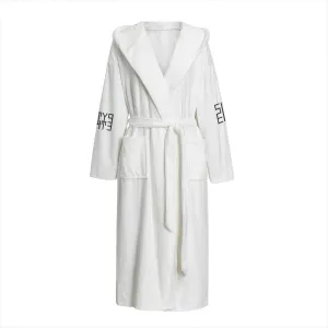 Sixty Eight 93 Logo Black White Unisex Flannel Hooded Bathrobe