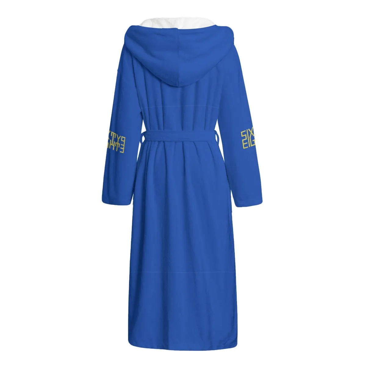 Sixty Eight 93 Logo Gold & White Blue Unisex Flannel Hooded Bathrobe