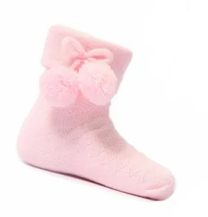Soft Touch - ankle pompom socks pink