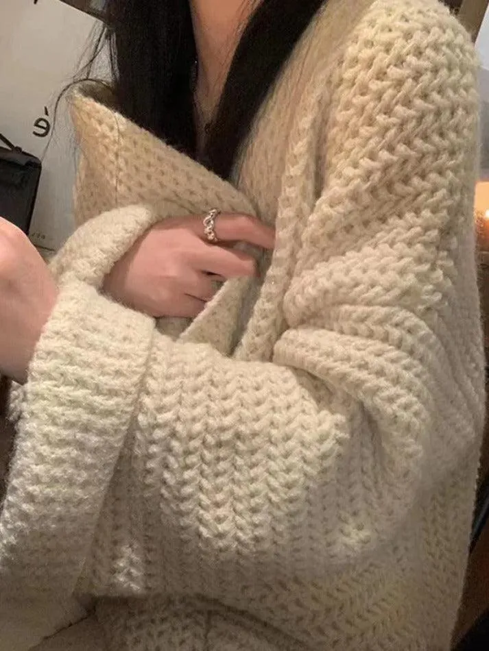 Solid Baggy Knit Long Cardigan