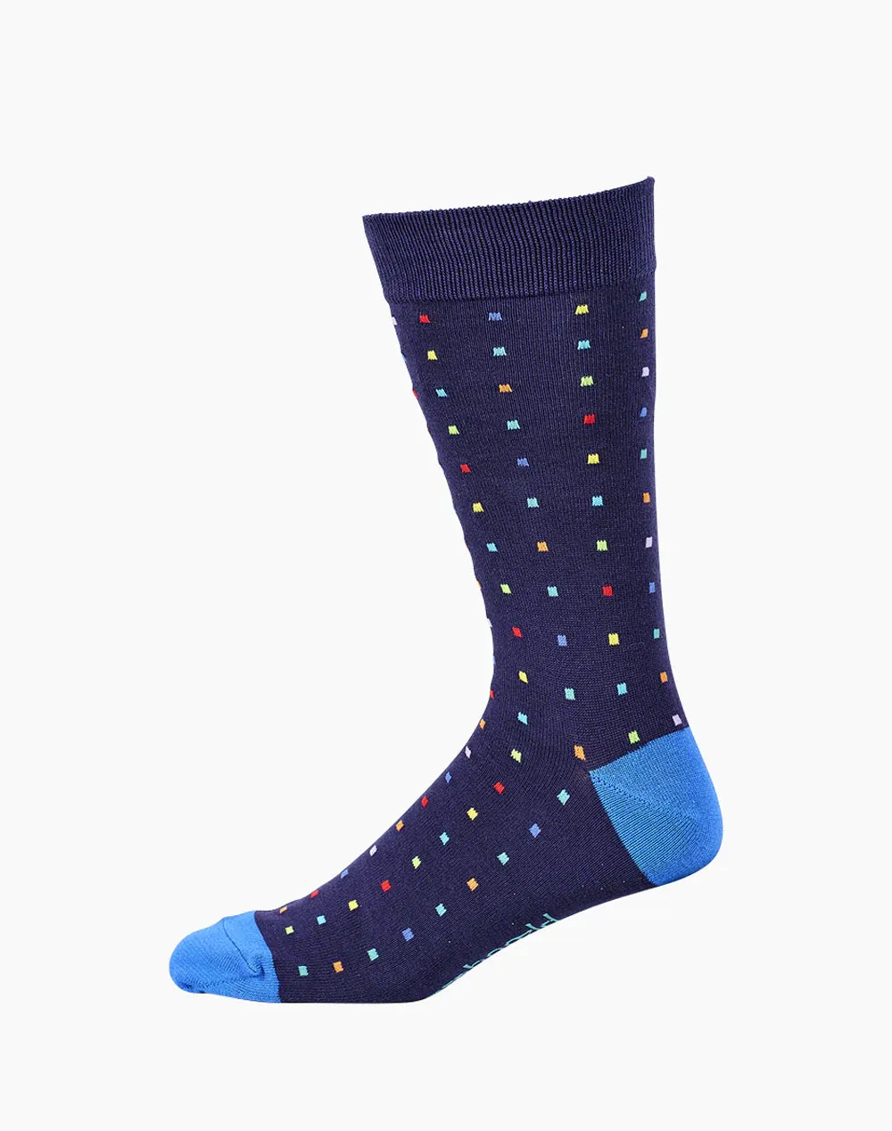 Squares on Navy Men's Bamboo Crew Socks