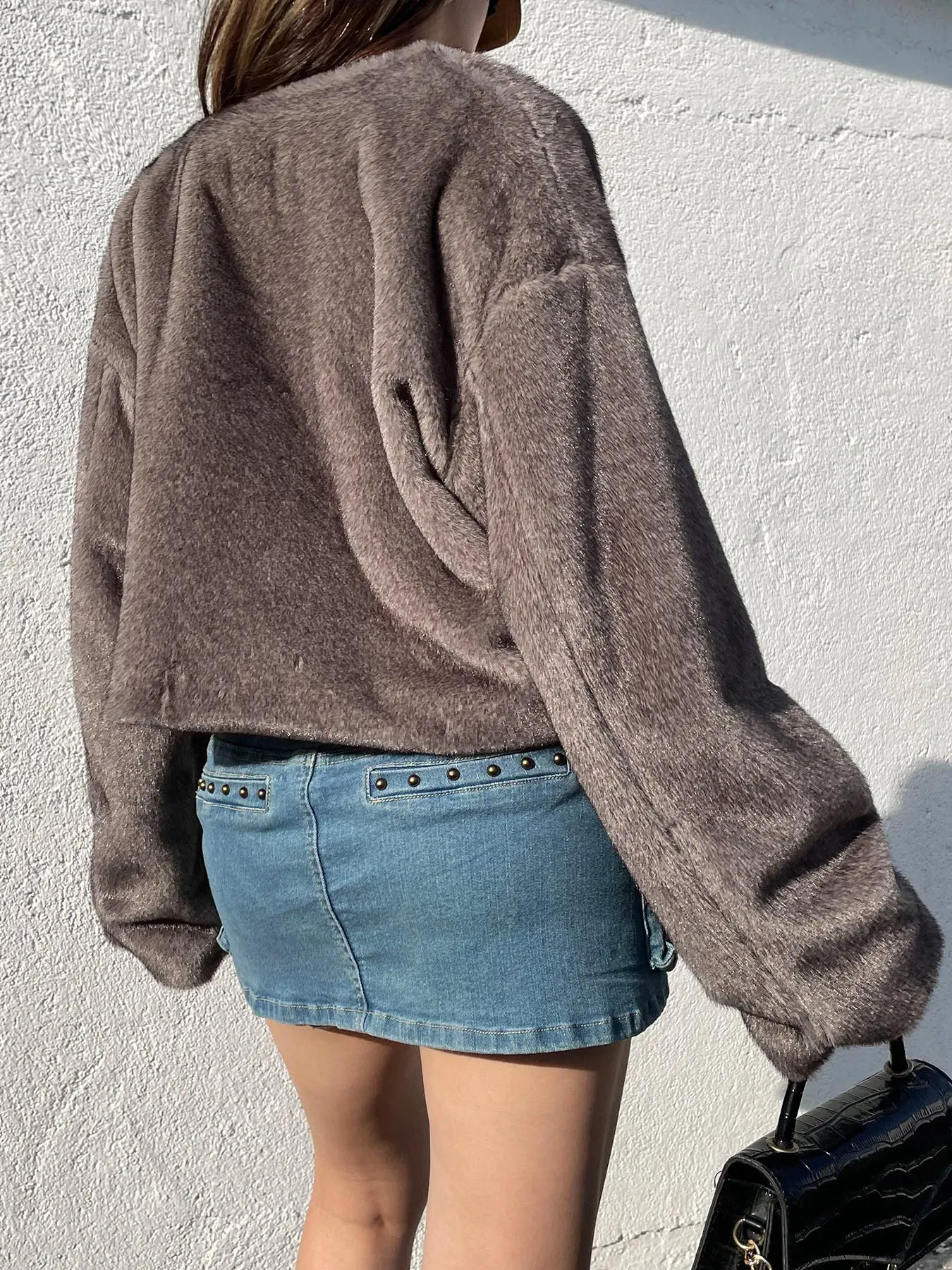 TAVIMART  -  Casual Solid Furry Coats Women Winter Warm Basic Loose Long Sleeve Jackets Fashion Streetwear Korean Style Ladies