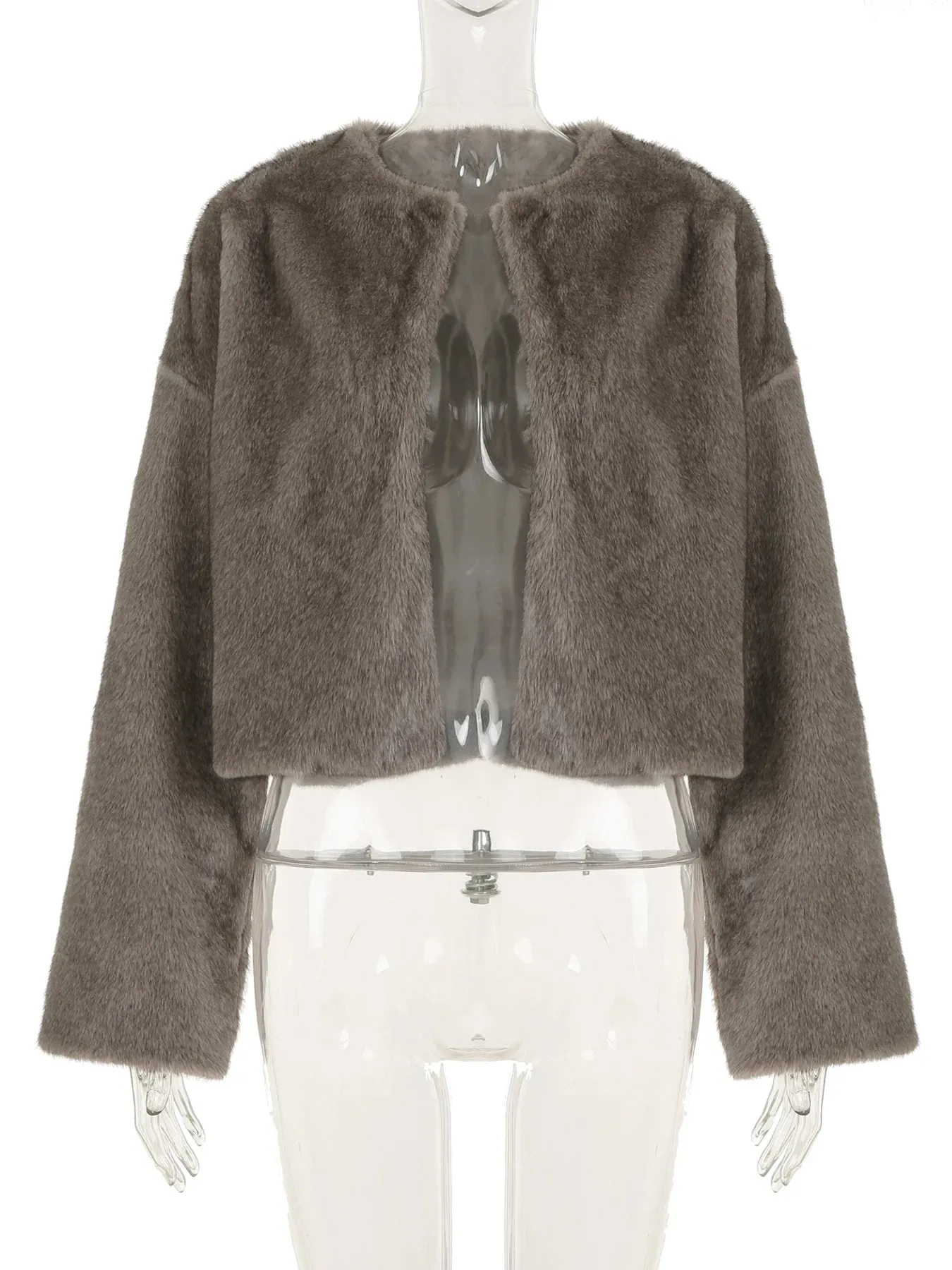 TAVIMART  -  Casual Solid Furry Coats Women Winter Warm Basic Loose Long Sleeve Jackets Fashion Streetwear Korean Style Ladies