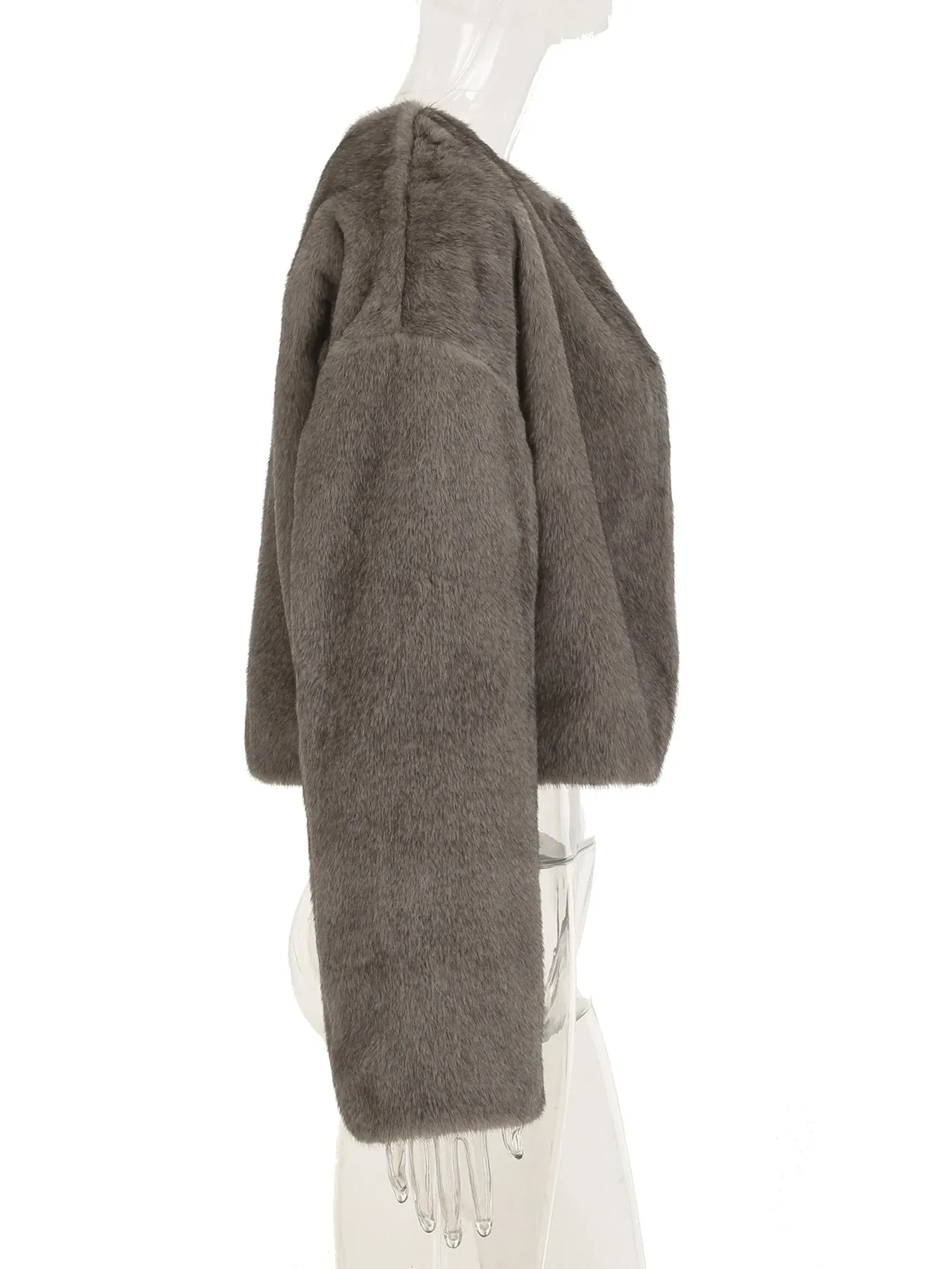 TAVIMART  -  Casual Solid Furry Coats Women Winter Warm Basic Loose Long Sleeve Jackets Fashion Streetwear Korean Style Ladies