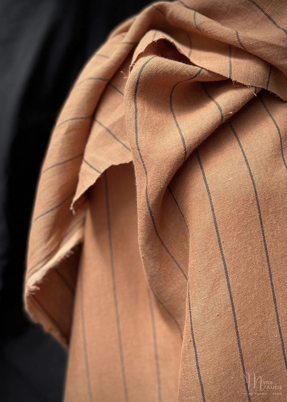 Trailing Stripe Laundered Linen. Cinnamon