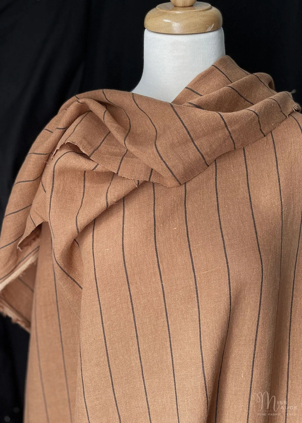 Trailing Stripe Laundered Linen. Cinnamon
