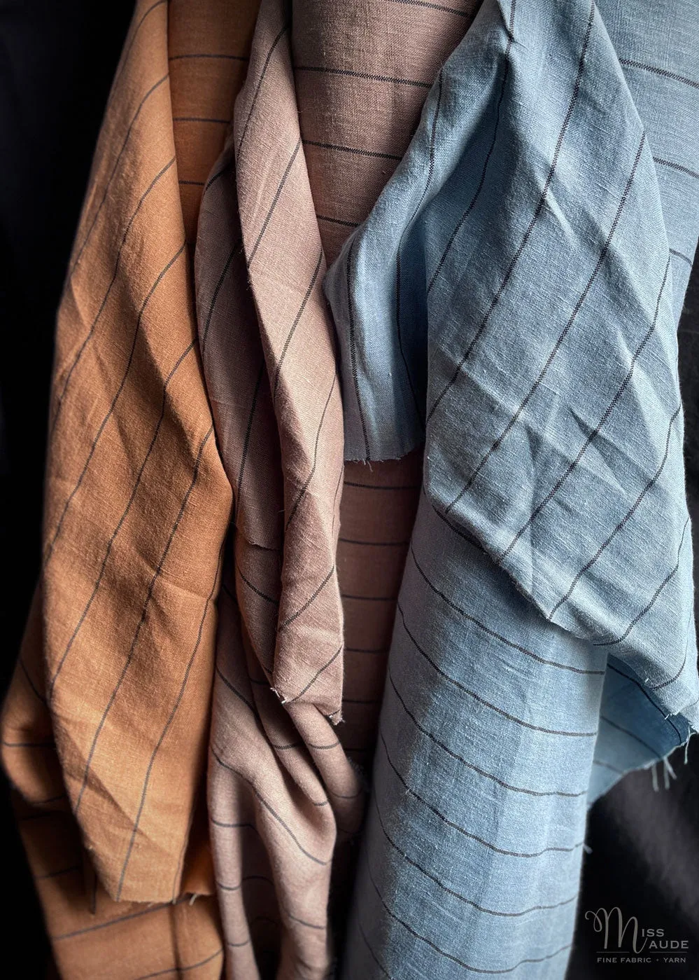 Trailing Stripe Laundered Linen. Cinnamon