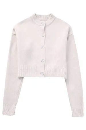 'Veronica' Round-Neck Button Knitted Jacket