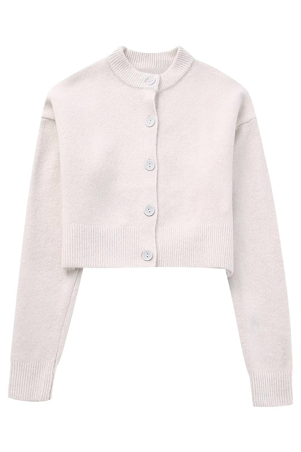 'Veronica' Round-Neck Button Knitted Jacket