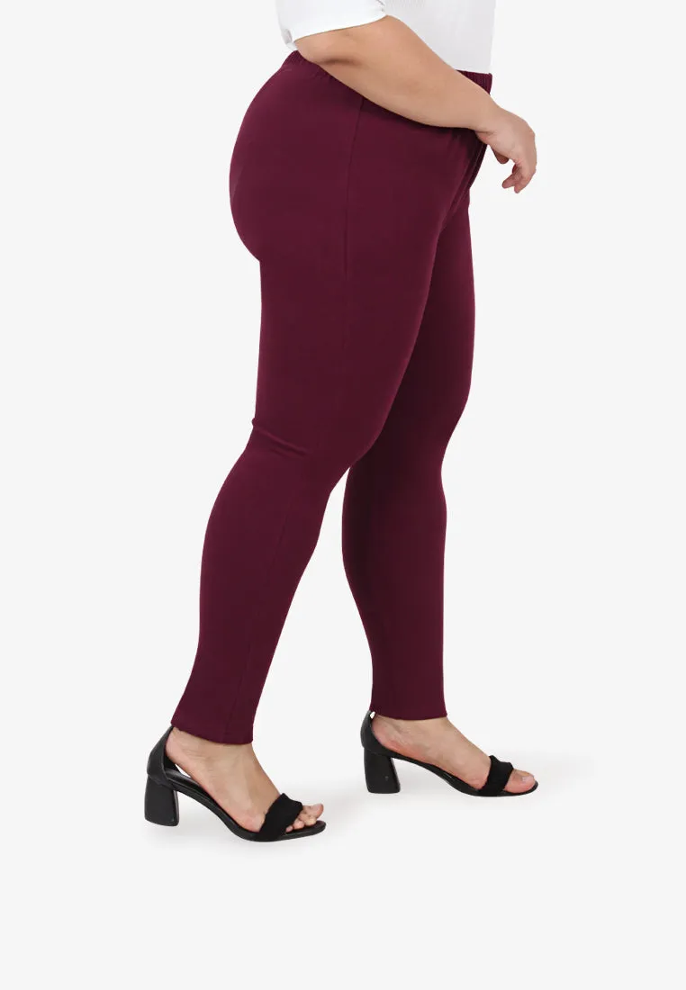 Winnie Cozy Thick Leggings - Burgundy
