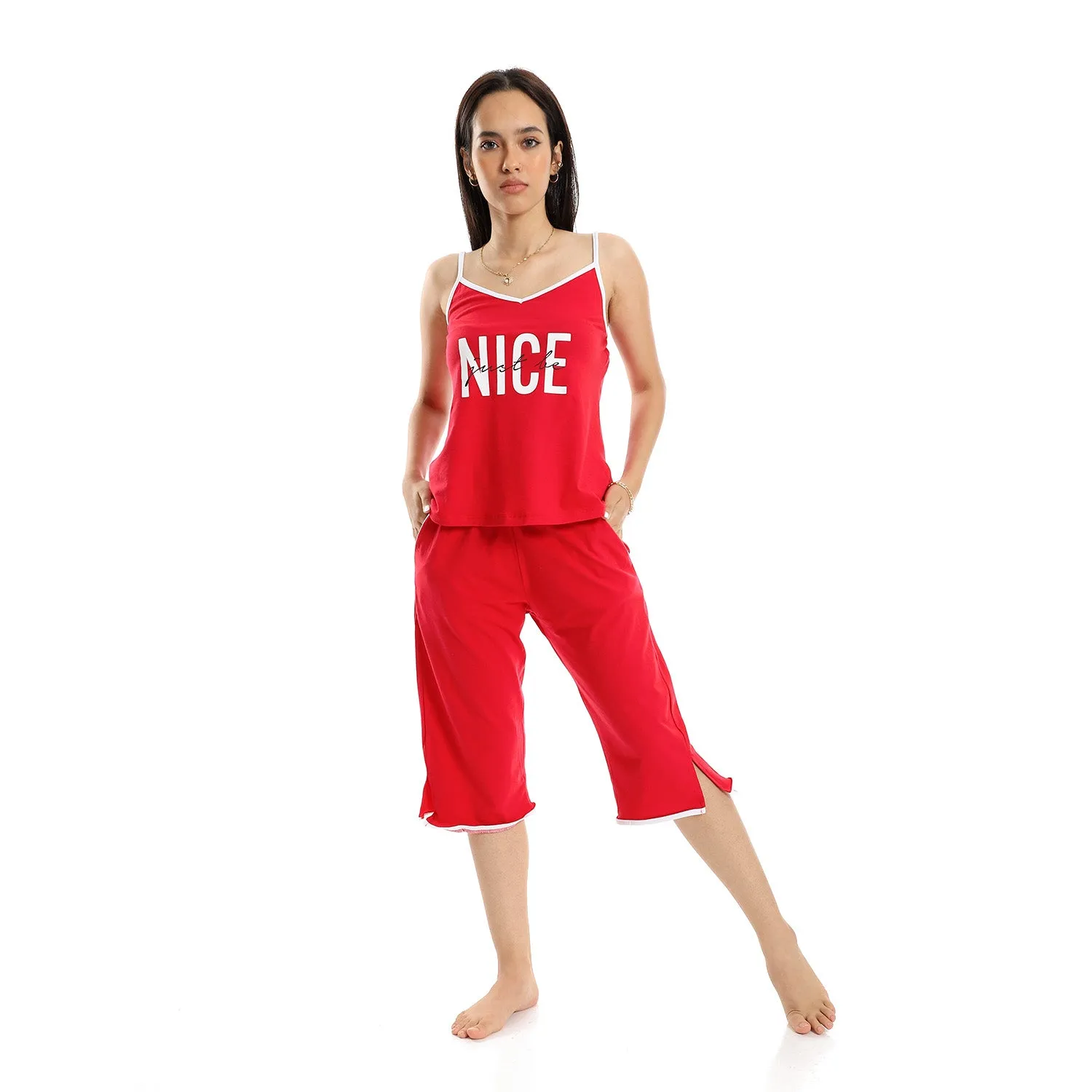 Women's Pajama Sleeveless and Pentacourt - Red