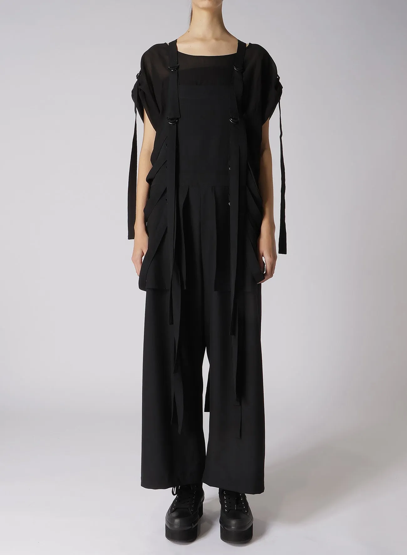 WOOL GABARDINE HANGING STRAP SALOPETTE