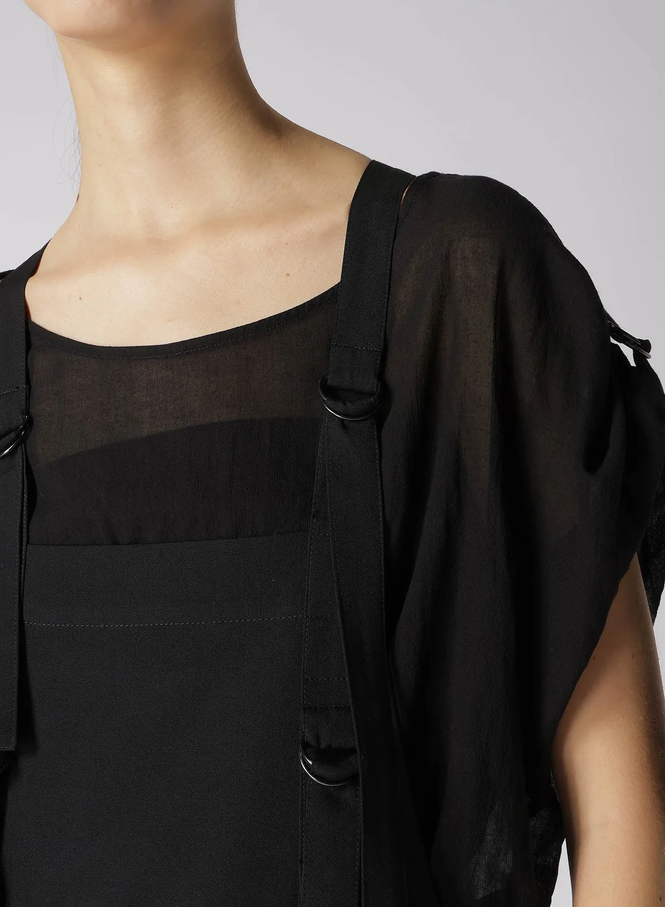 WOOL GABARDINE HANGING STRAP SALOPETTE