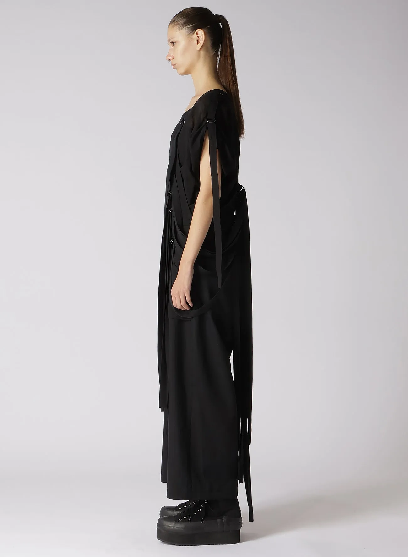 WOOL GABARDINE HANGING STRAP SALOPETTE