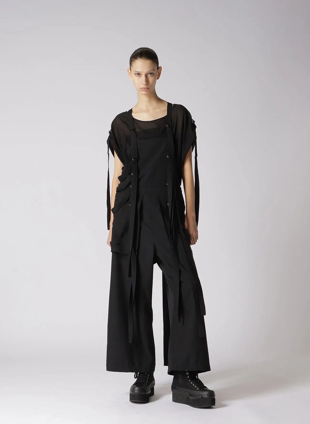 WOOL GABARDINE HANGING STRAP SALOPETTE
