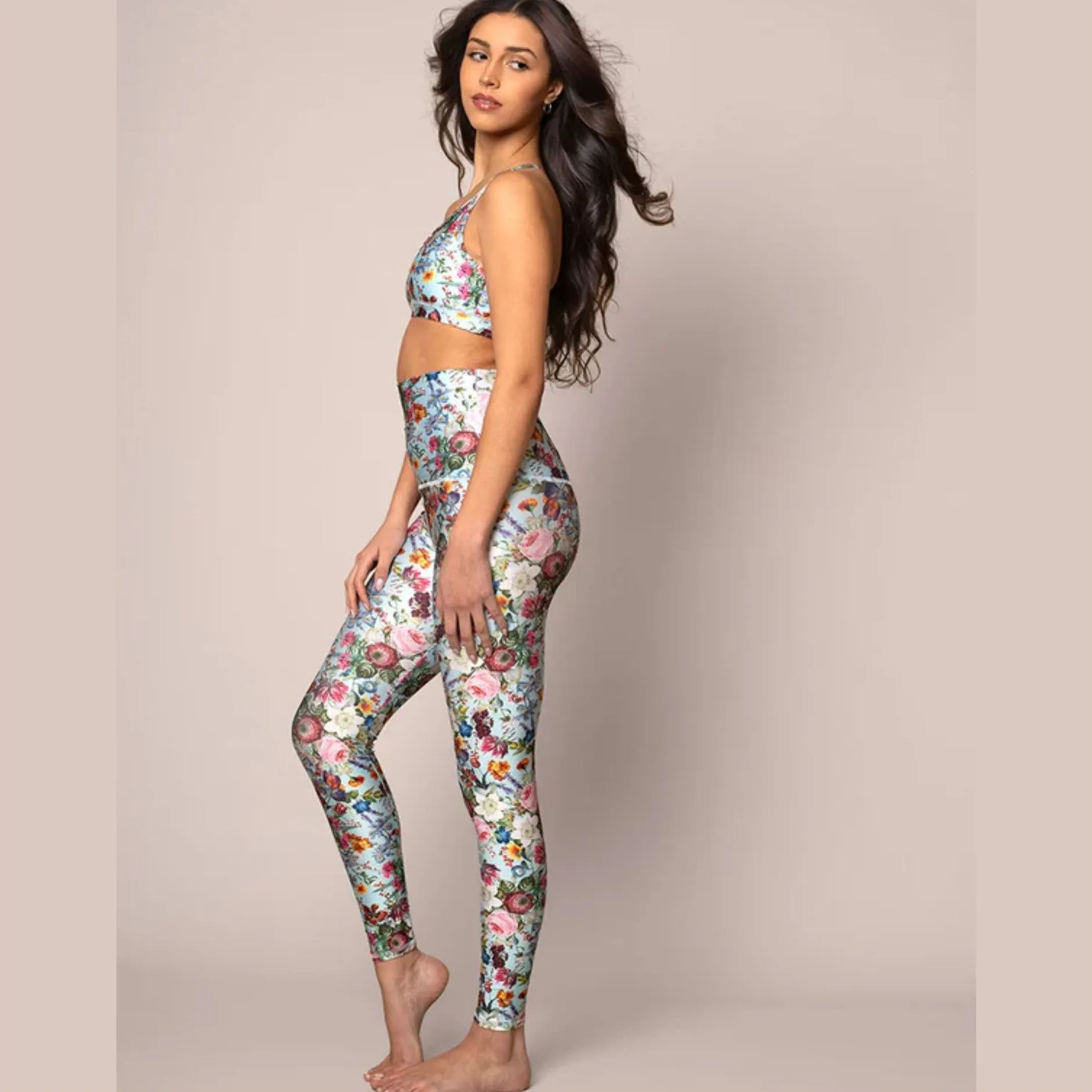 Zoe Blue Floral Leggings