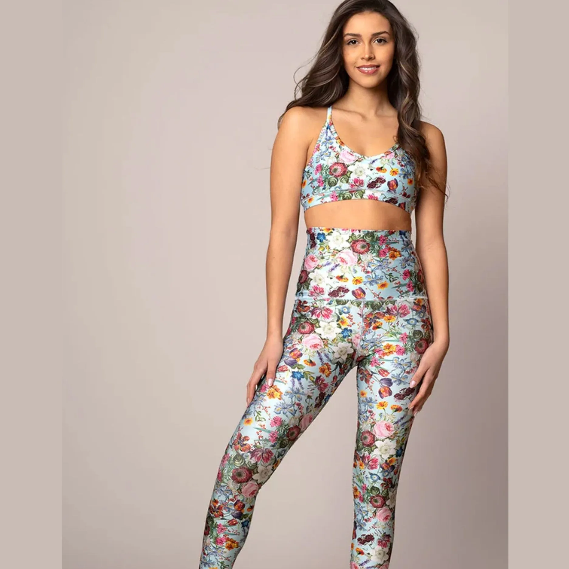 Zoe Blue Floral Leggings