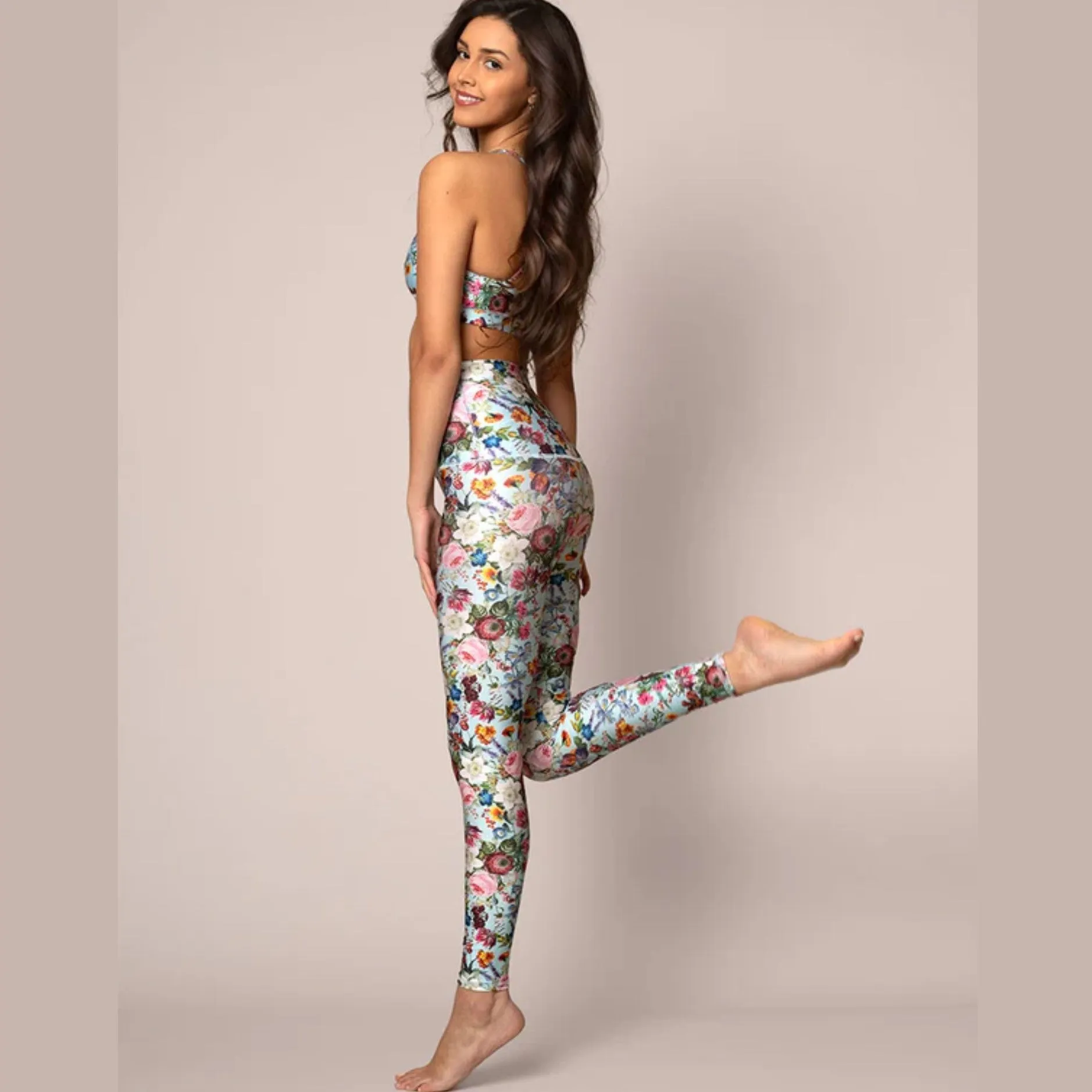 Zoe Blue Floral Leggings